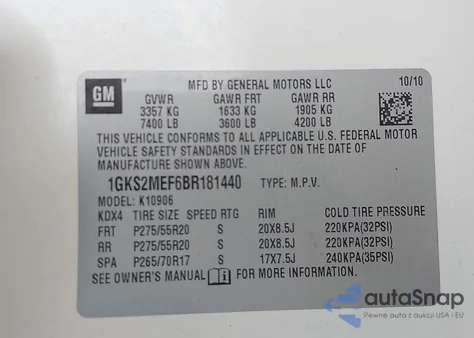 2011 GMC Yukon Xl 1500 Denali from USA, damaged, VIN 1GKS2MEF6BR181440